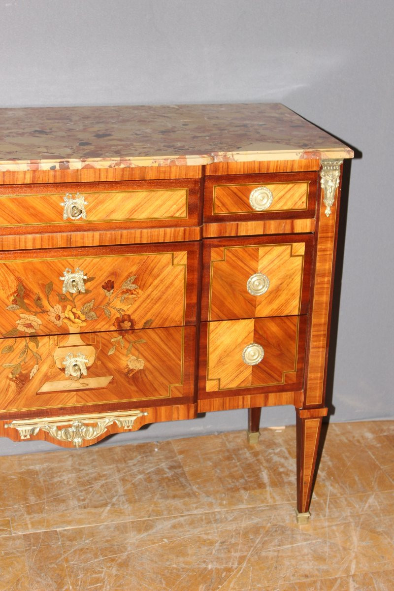 Commode de style Louis XVI en marqueterie vers 1940-photo-4