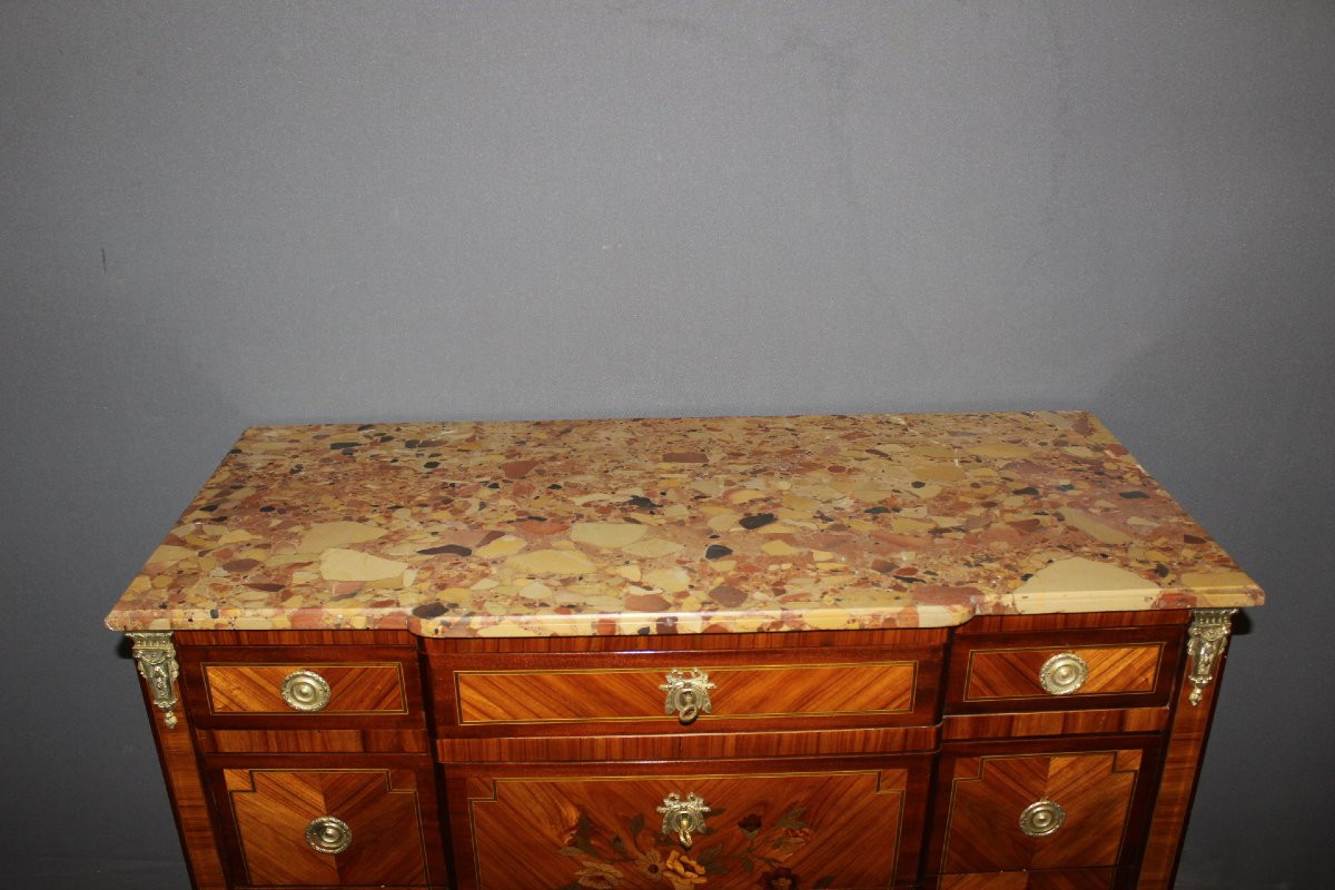 Commode de style Louis XVI en marqueterie vers 1940-photo-1