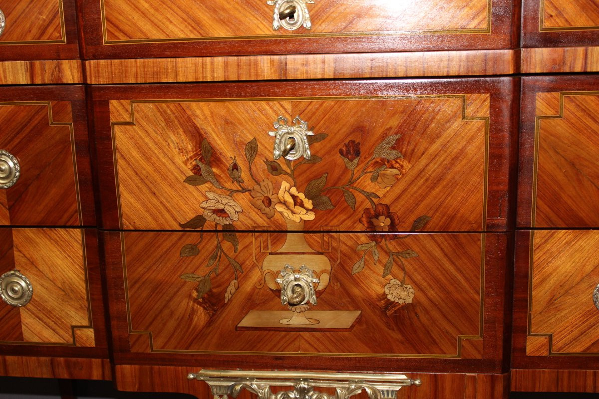 Commode de style Louis XVI en marqueterie vers 1940-photo-4