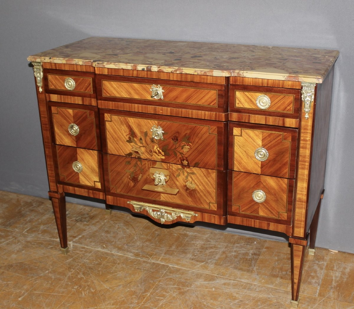 Commode de style Louis XVI en marqueterie vers 1940-photo-7