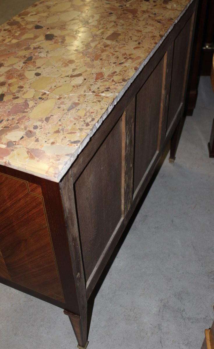 Commode de style Louis XVI en marqueterie vers 1940-photo-8