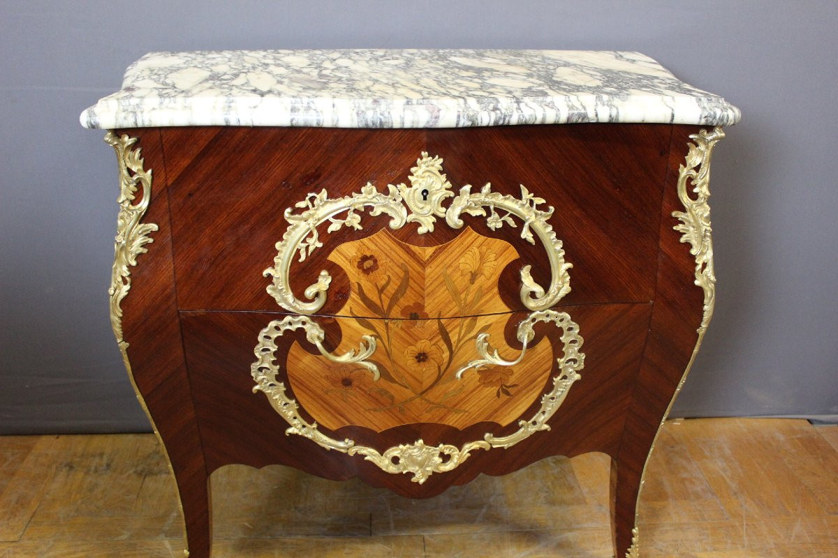 Louis XV Style Marquetry Chest Of Drawers, Circa 1900-photo-2