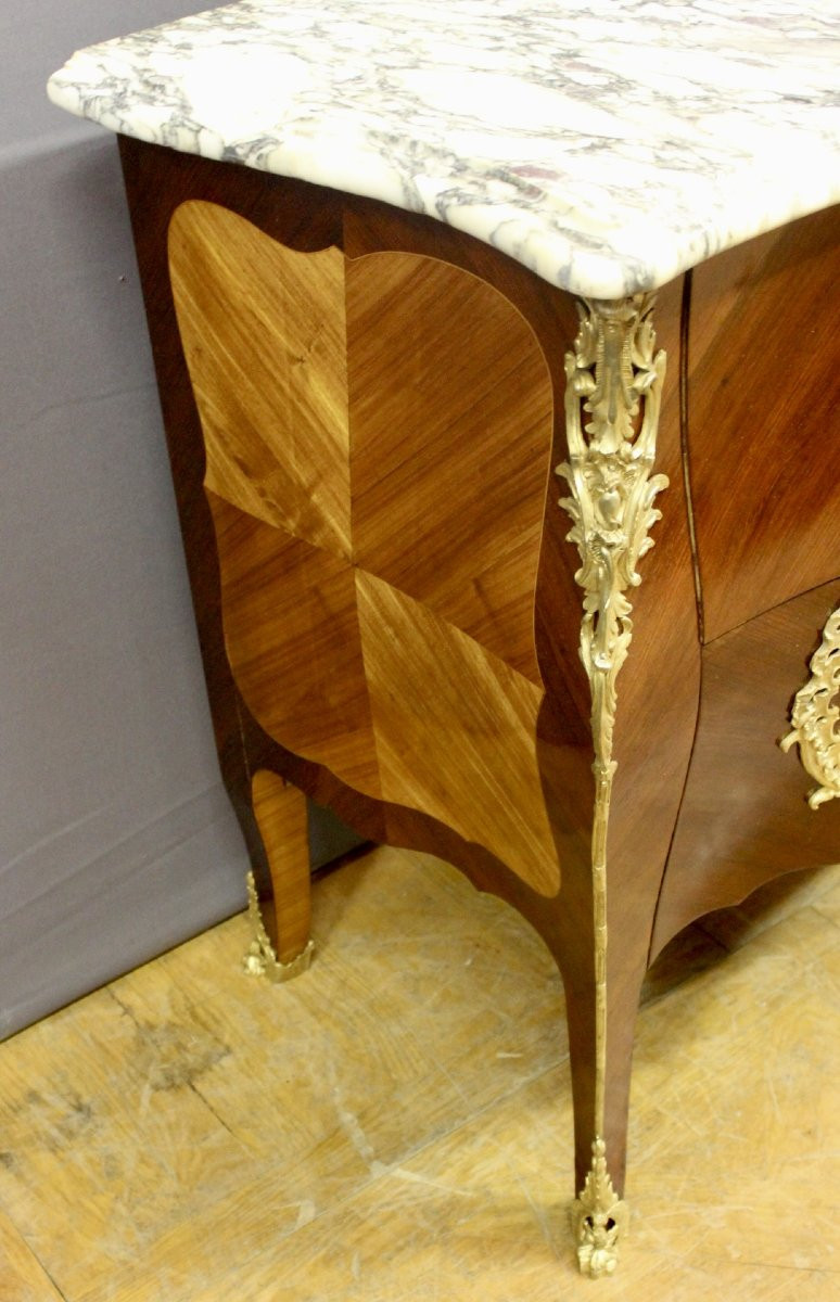 Louis XV Style Marquetry Chest Of Drawers, Circa 1900-photo-4