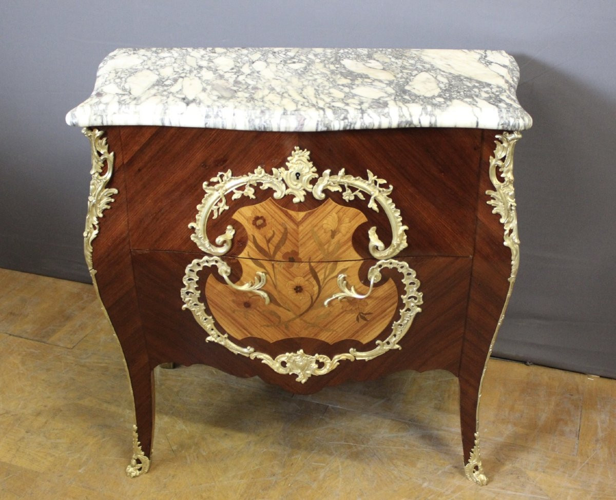 Louis XV Style Marquetry Chest Of Drawers, Circa 1900-photo-7