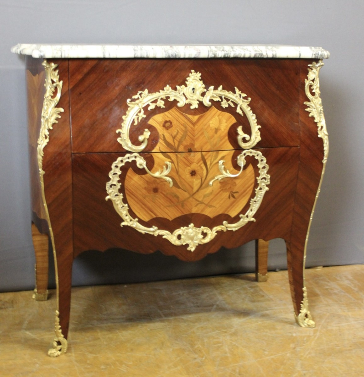 Louis XV Style Marquetry Chest Of Drawers, Circa 1900