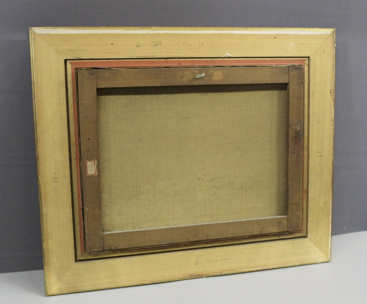 Oil On Canvas, Snow Landscape By Théodore Lesvigne, Late 19th Century-photo-4