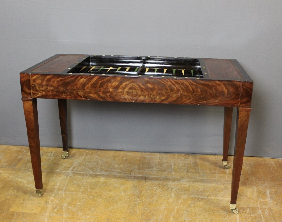 Tric Trac Games Table In Mahogany, 19th Century-photo-2