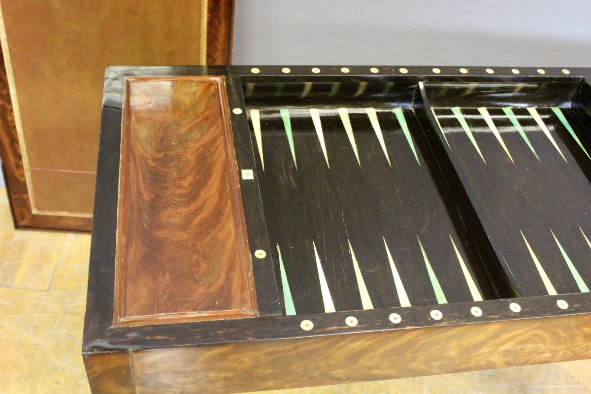 Tric Trac Games Table In Mahogany, 19th Century-photo-3