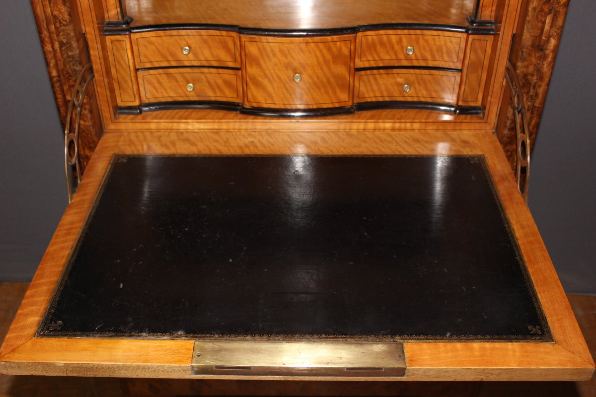 Secrétaire d'époque  Louis Philippe en Ronce de Noyer XIX-photo-1