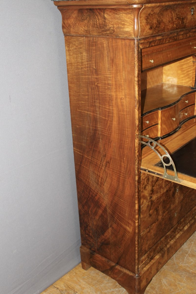 Secrétaire d'époque  Louis Philippe en Ronce de Noyer XIX-photo-3