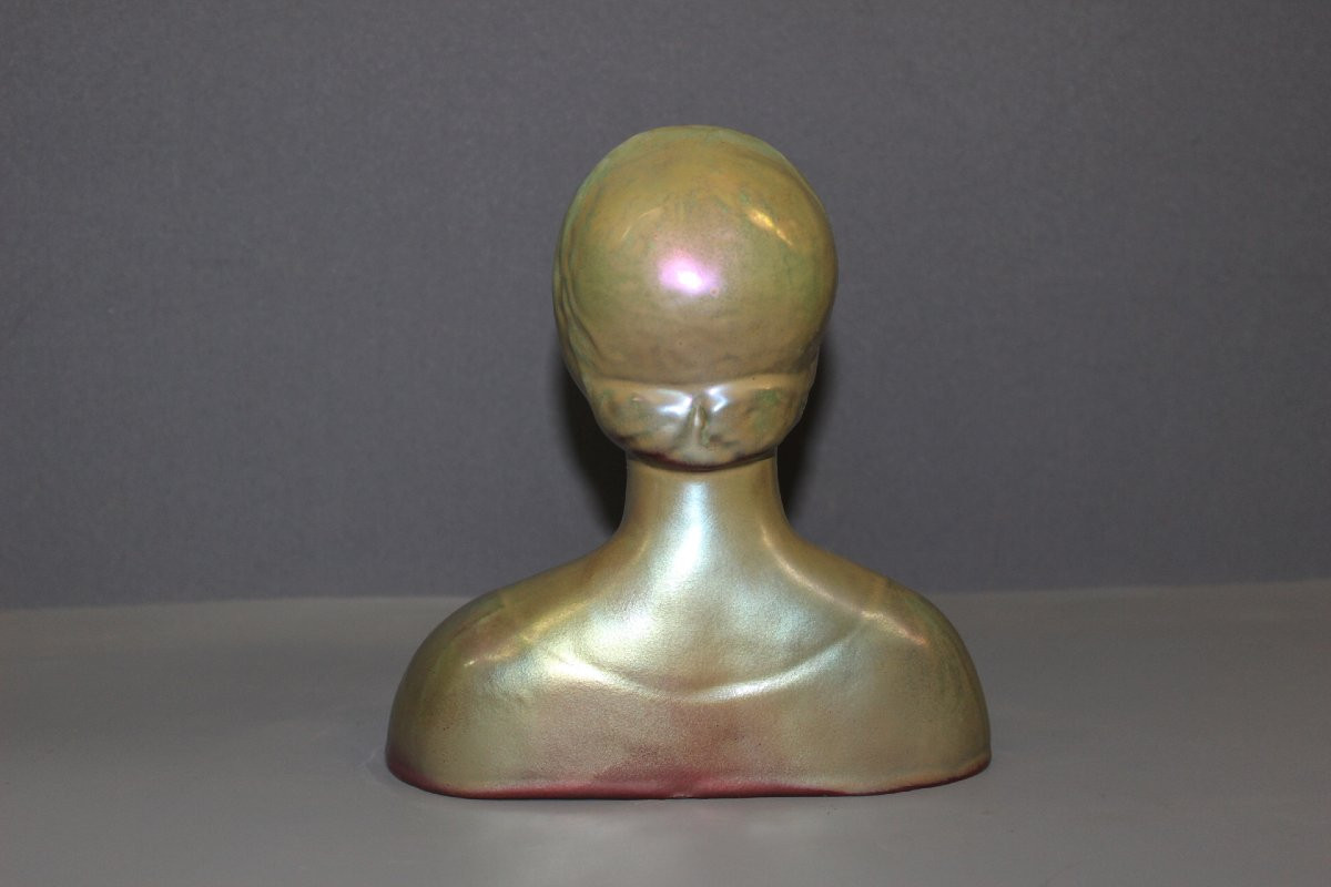 Buste de femme par Delphin Massier vers 1900-photo-3