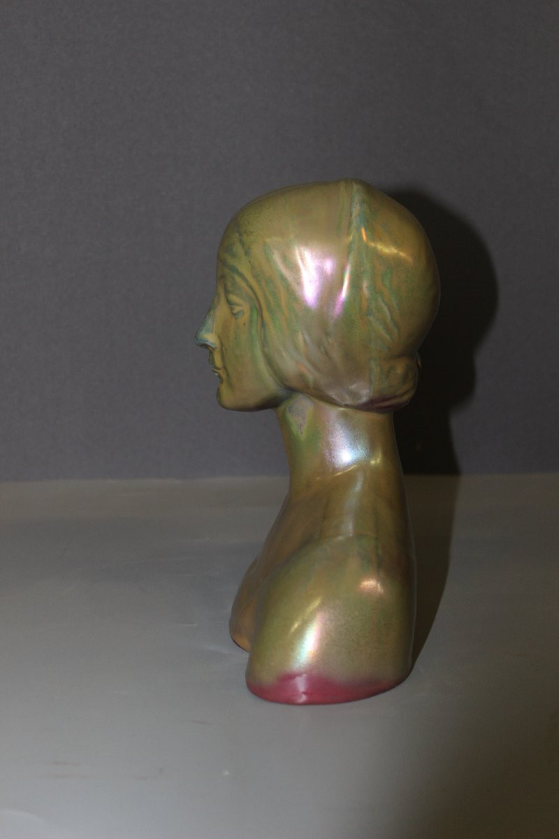 Buste de femme par Delphin Massier vers 1900-photo-4