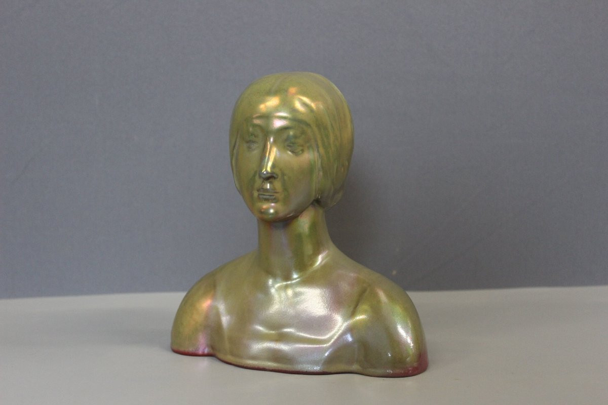 Buste de femme par Delphin Massier vers 1900-photo-1