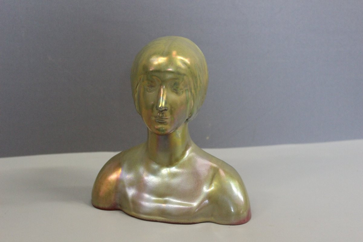 Buste de femme par Delphin Massier vers 1900-photo-2