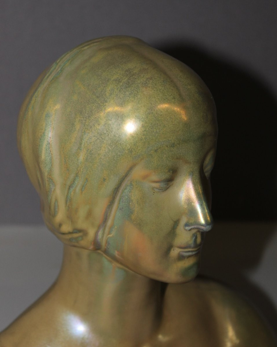 Buste de femme par Delphin Massier vers 1900-photo-3