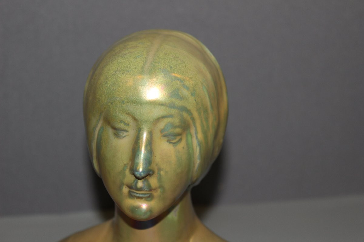 Buste de femme par Delphin Massier vers 1900-photo-4