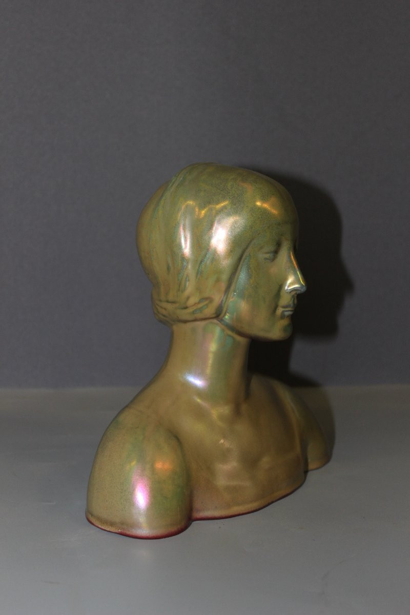 Buste de femme par Delphin Massier vers 1900-photo-5