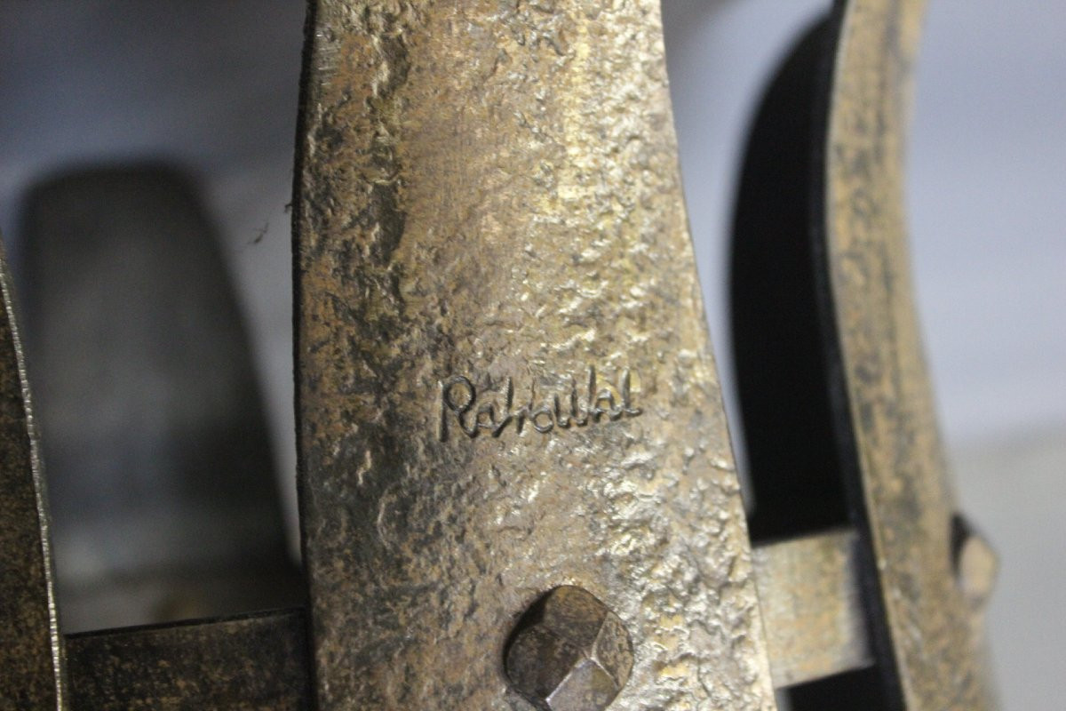 Paire d'appliques en Fer Forgé de Style Médiéval signé Rakoulal-photo-6