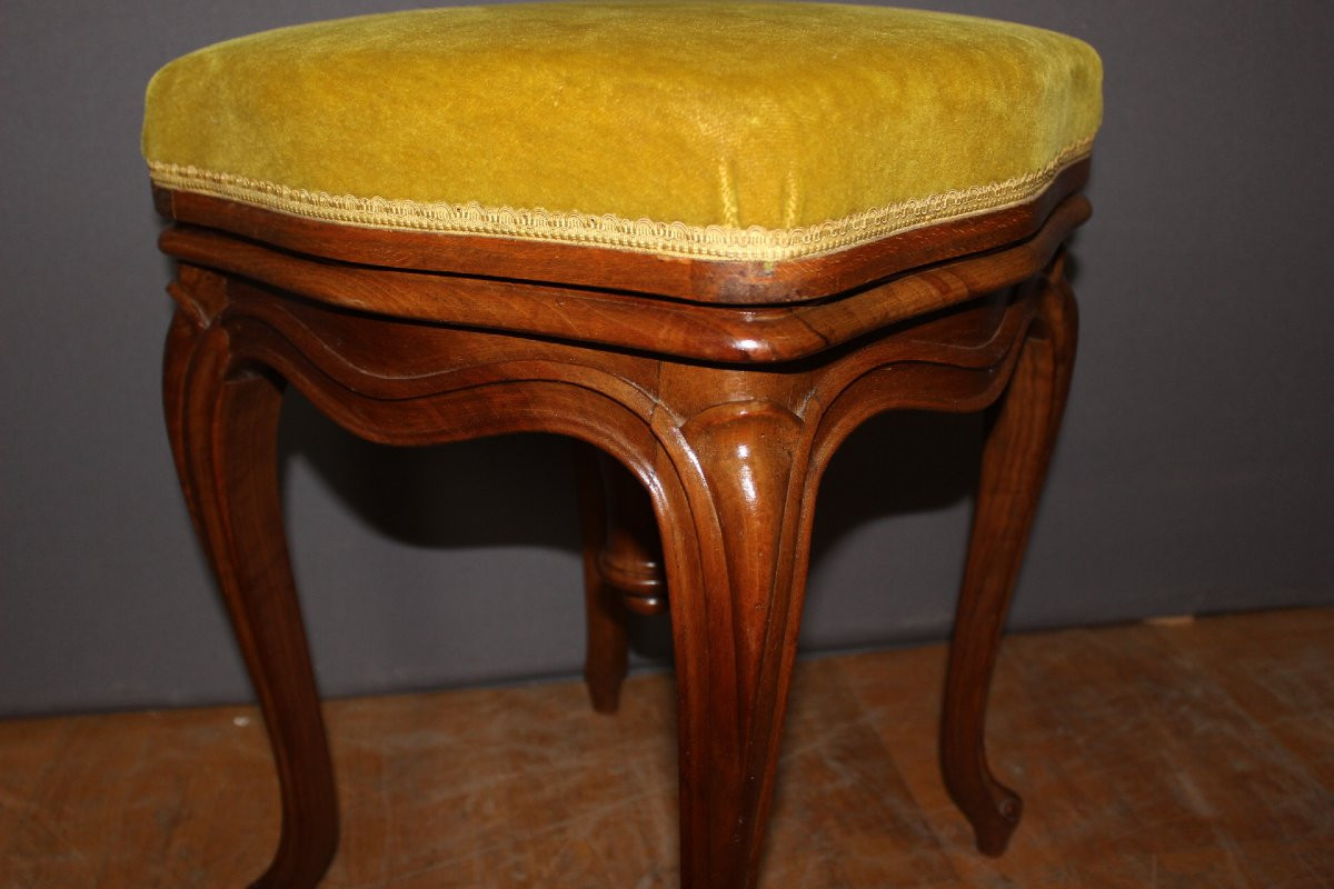 Louis XV Style Walnut Piano Stool, 19th Century-photo-4