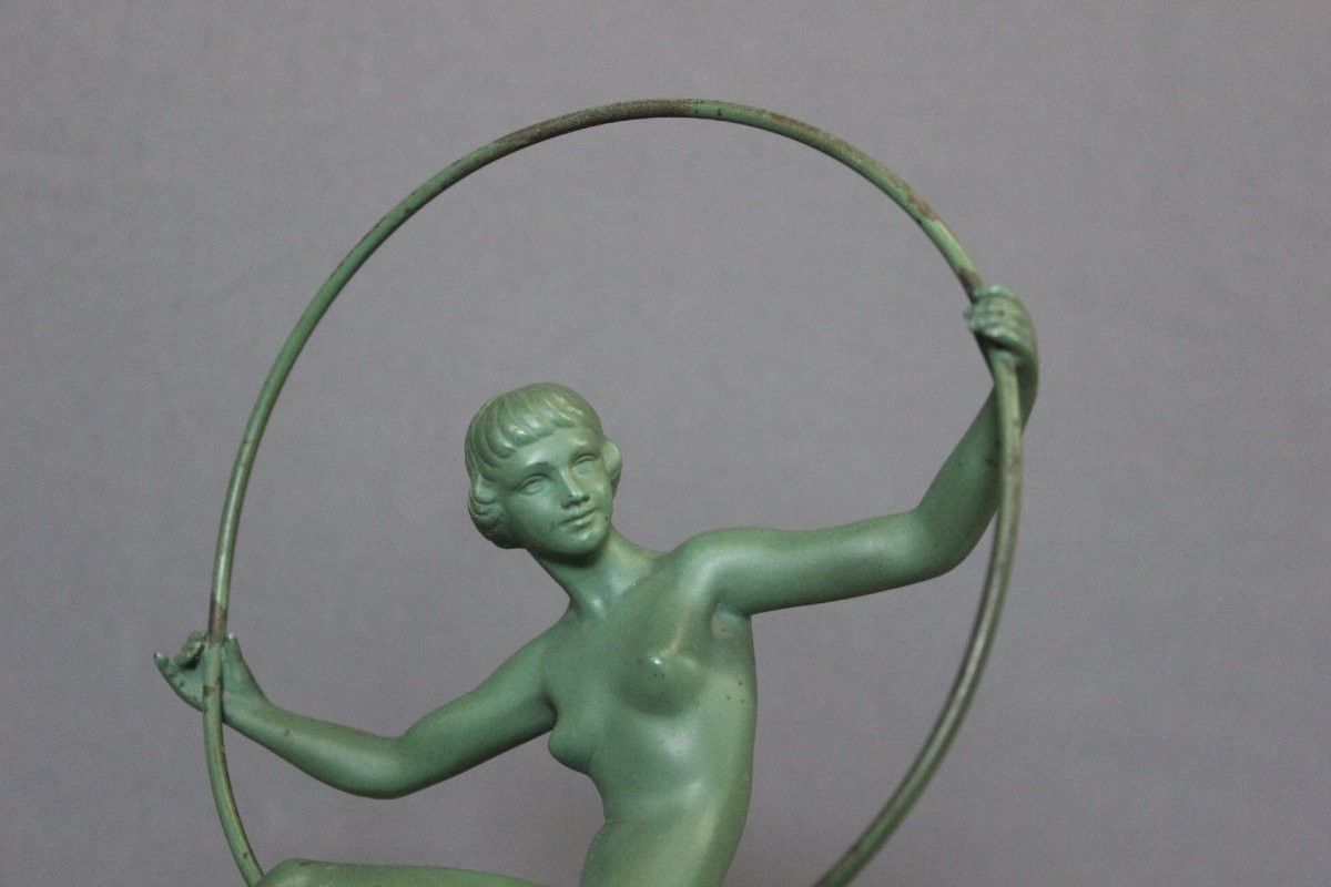Danseuse au cerceau , fonte d'Art , par Briand vers 1930-photo-2