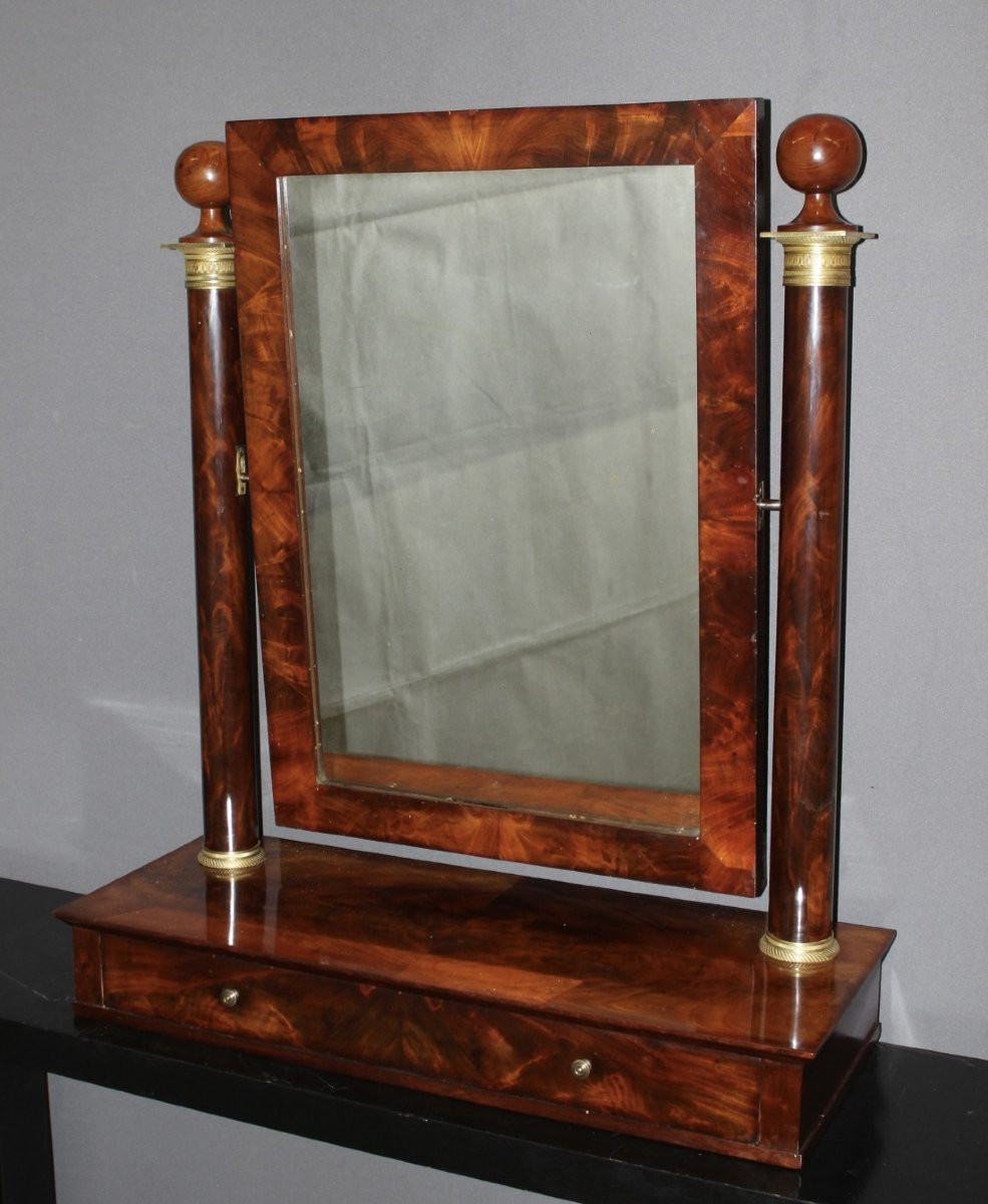 Empire Style Mahogany Tabletop Mirror, Early 19th Century-photo-3