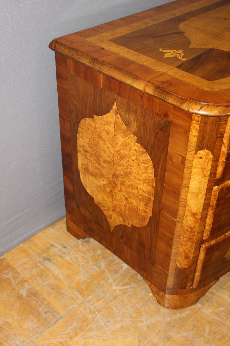 Commode Louis XIV Bombée en Marqueterie XVIIIe-photo-2