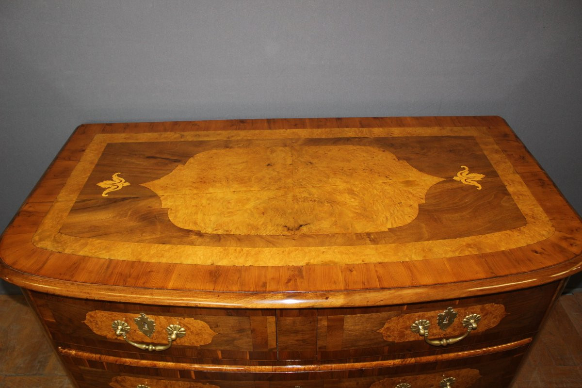 Commode Louis XIV Bombée en Marqueterie XVIIIe-photo-3