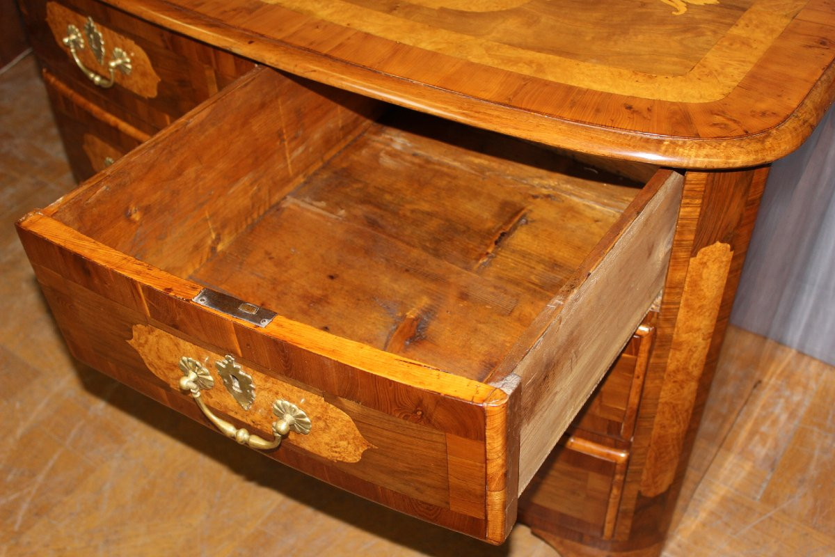 Commode Louis XIV Bombée en Marqueterie XVIIIe-photo-1