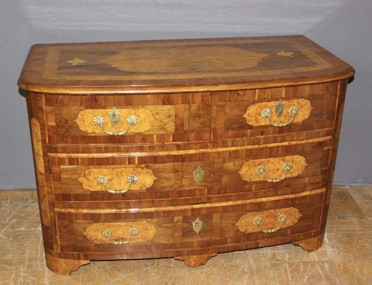 Commode Louis XIV Bombée en Marqueterie XVIIIe-photo-6