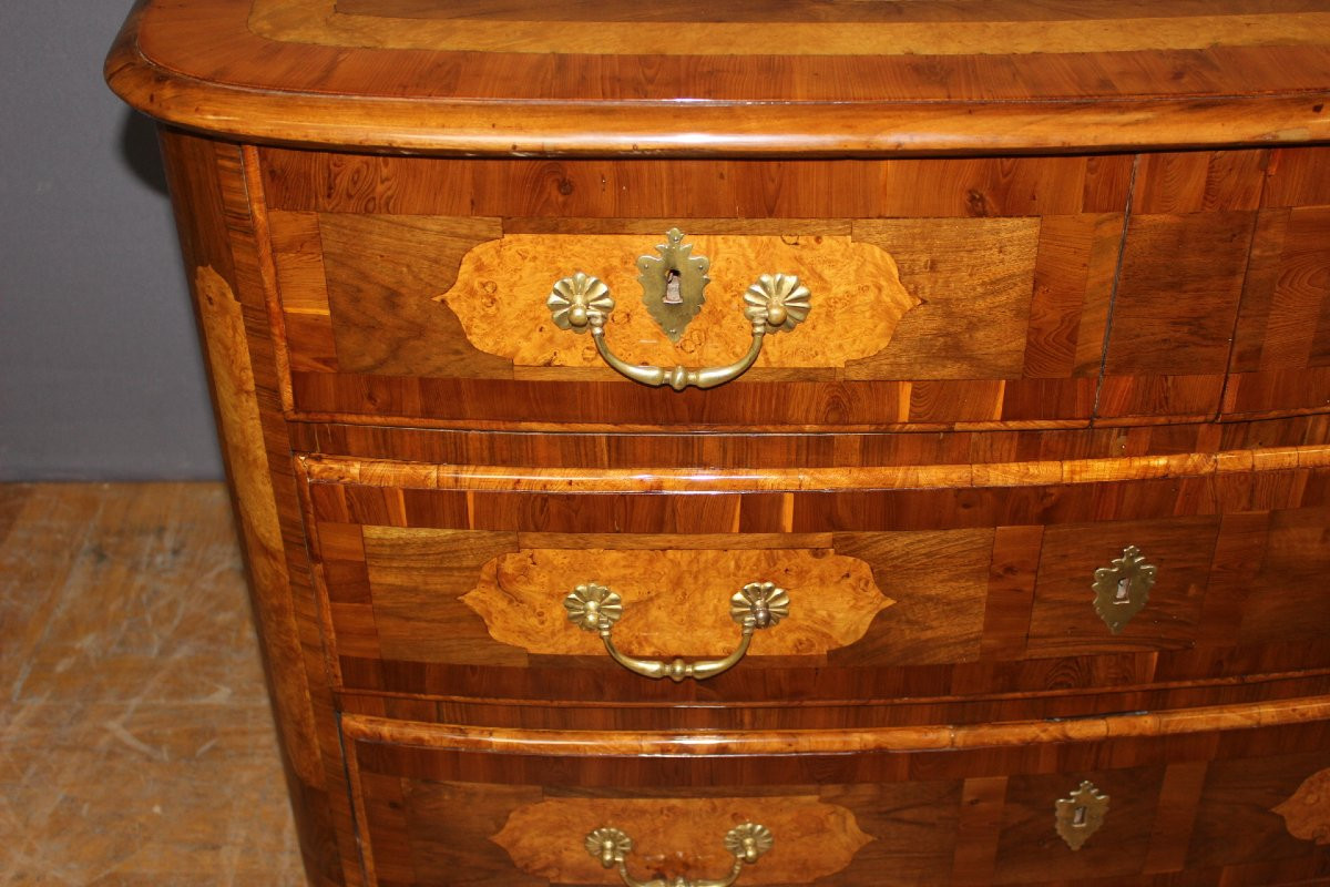 Commode Louis XIV Bombée en Marqueterie XVIIIe-photo-7