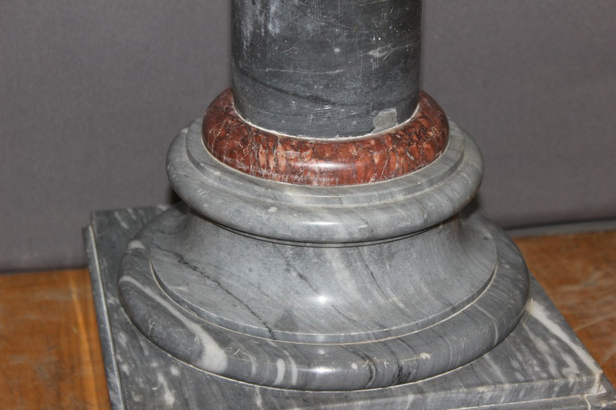 Colonne de Présentation en Marbre Bleu Turquin et Rouge XIX-photo-3