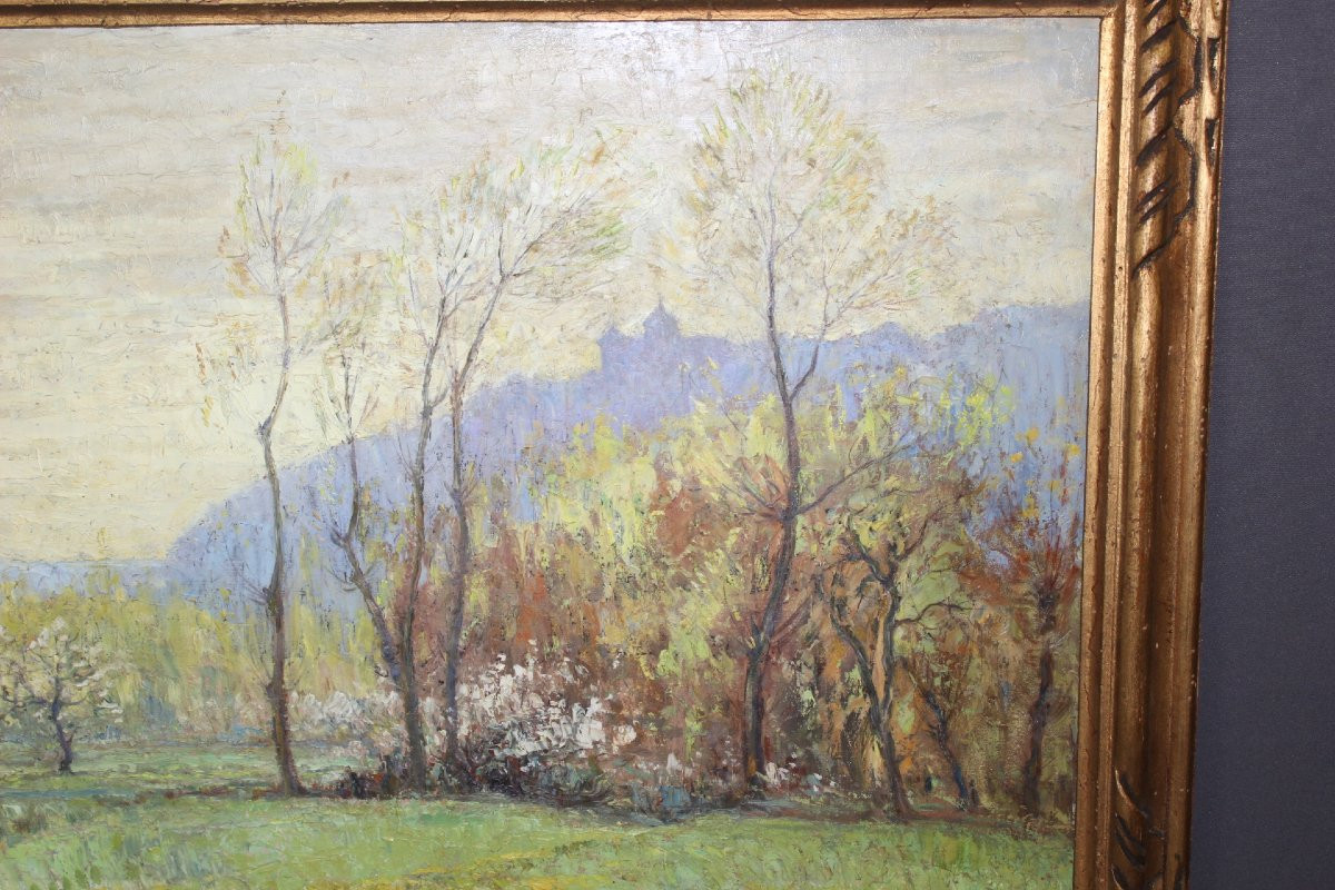 Oil On Canvas, Autumn Landscape Of The Lot By André Lagarrigue Dated 1941-photo-4
