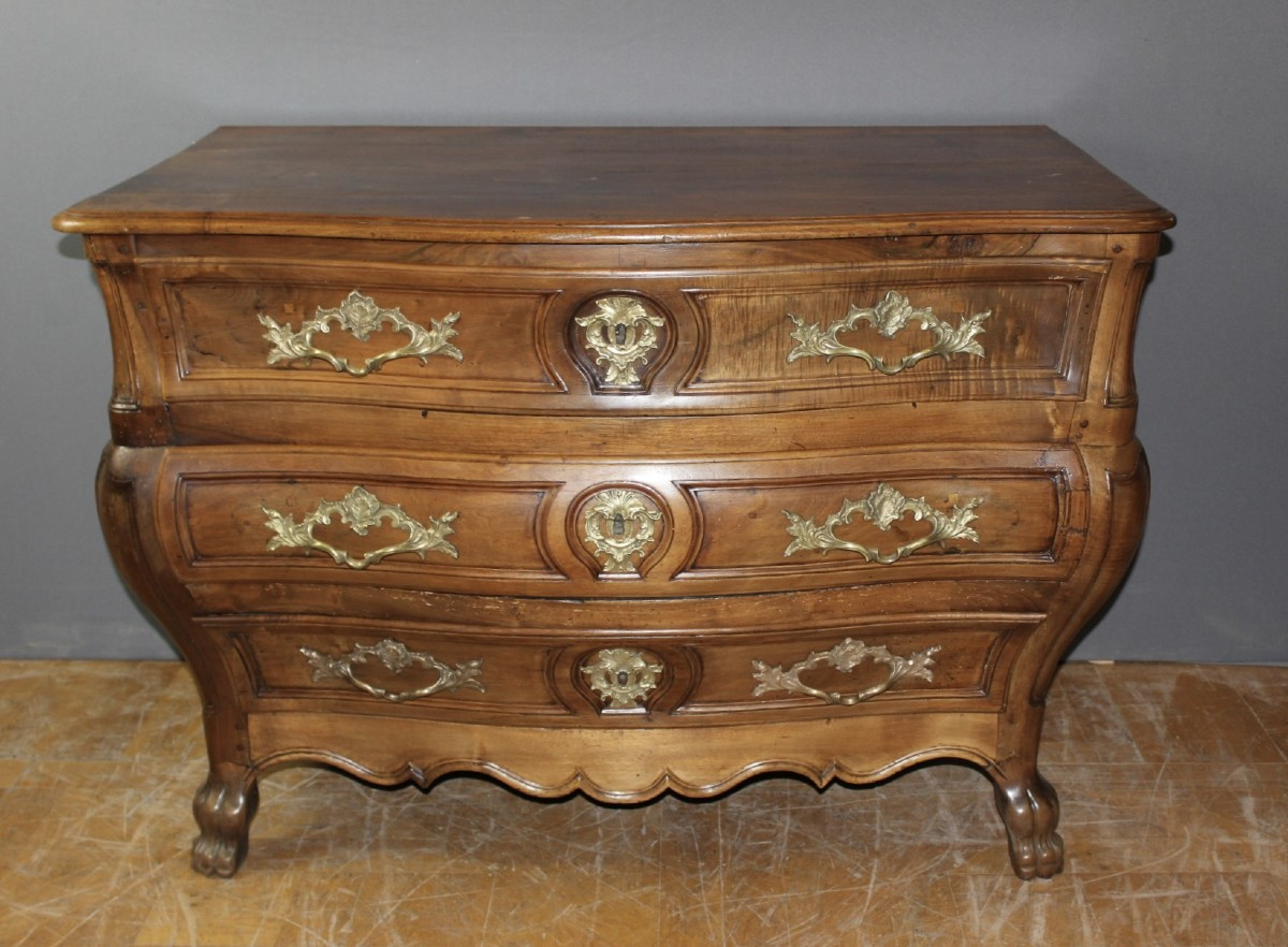 18th-century Bordeaux-style Walnut Commode With Tomb-like Design