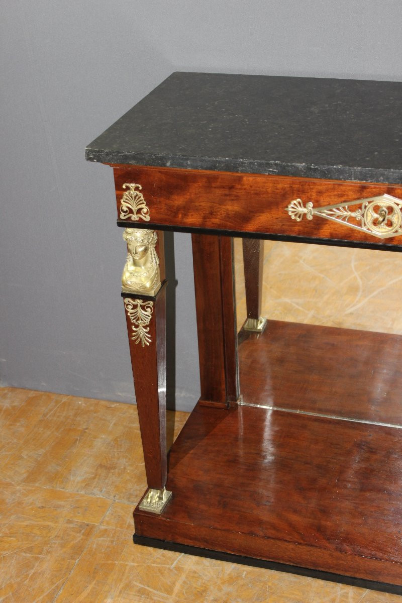 Mahogany Console Table, Egyptian Revival Style, Early 19th Century -photo-4