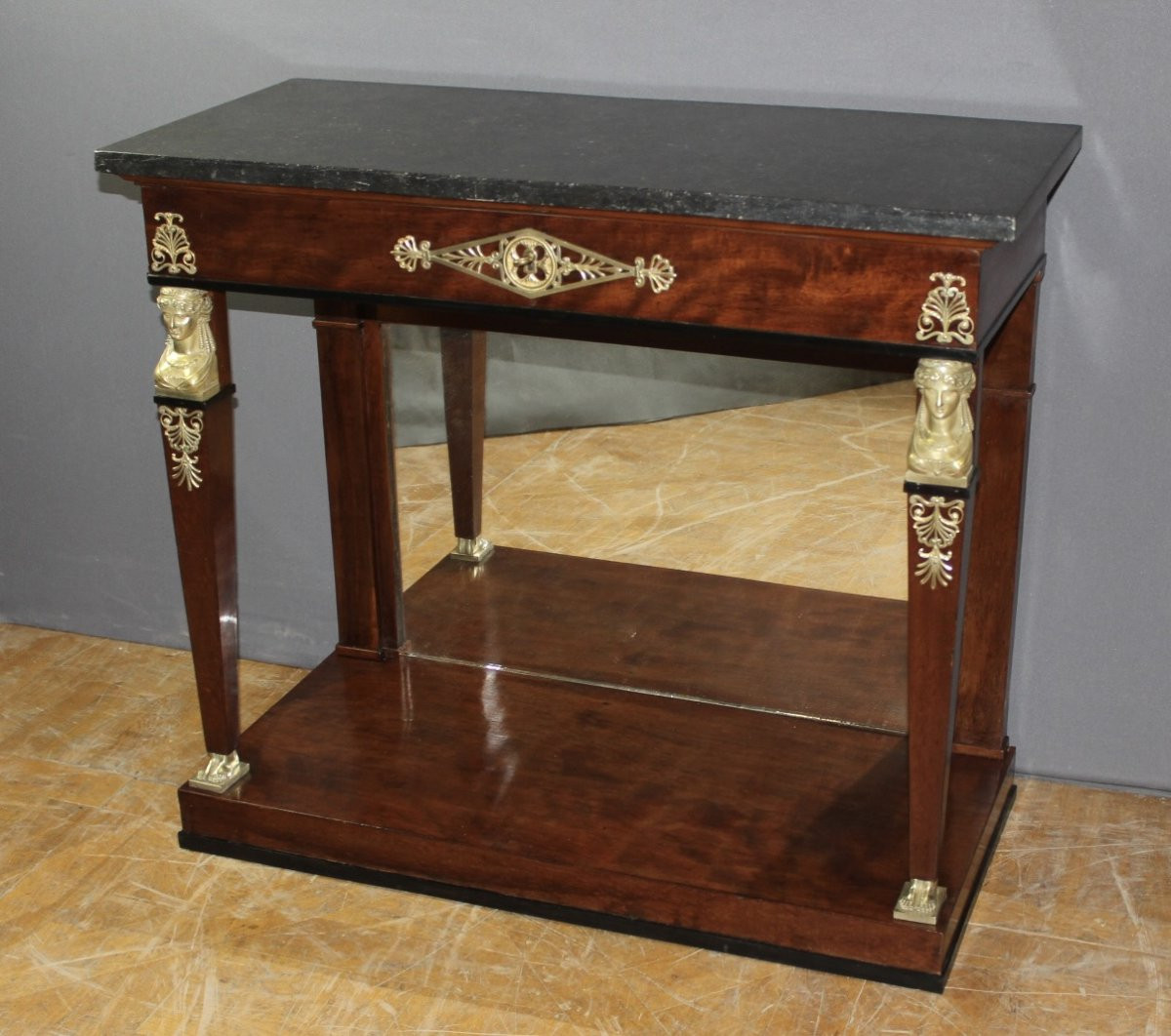 Mahogany Console Table, Egyptian Revival Style, Early 19th Century -photo-2