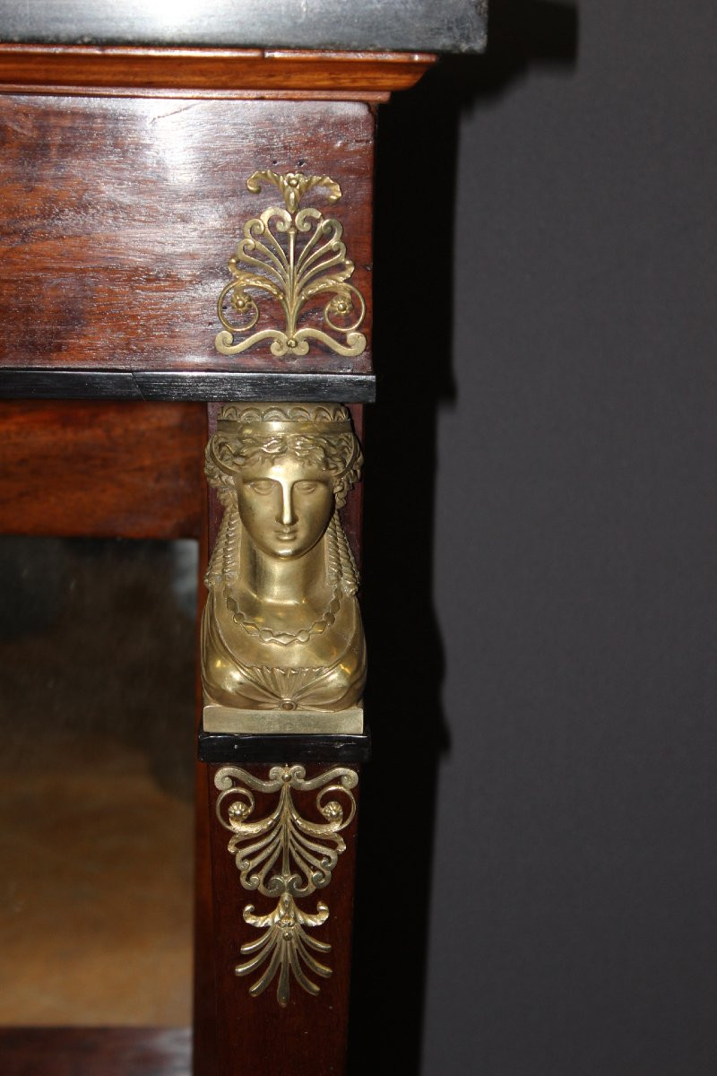 Mahogany Console Table, Egyptian Revival Style, Early 19th Century -photo-4