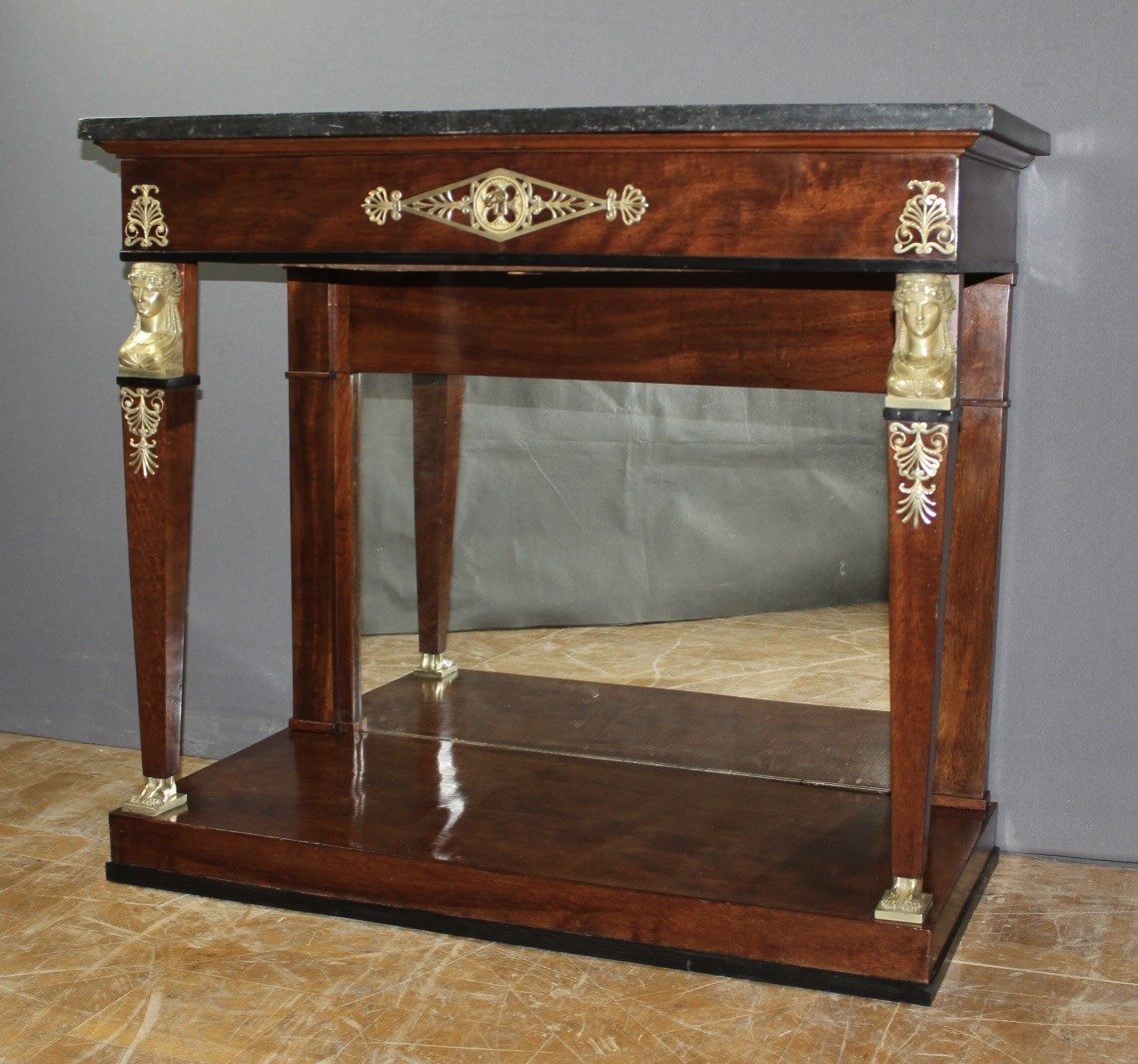Mahogany Console Table, Egyptian Revival Style, Early 19th Century 