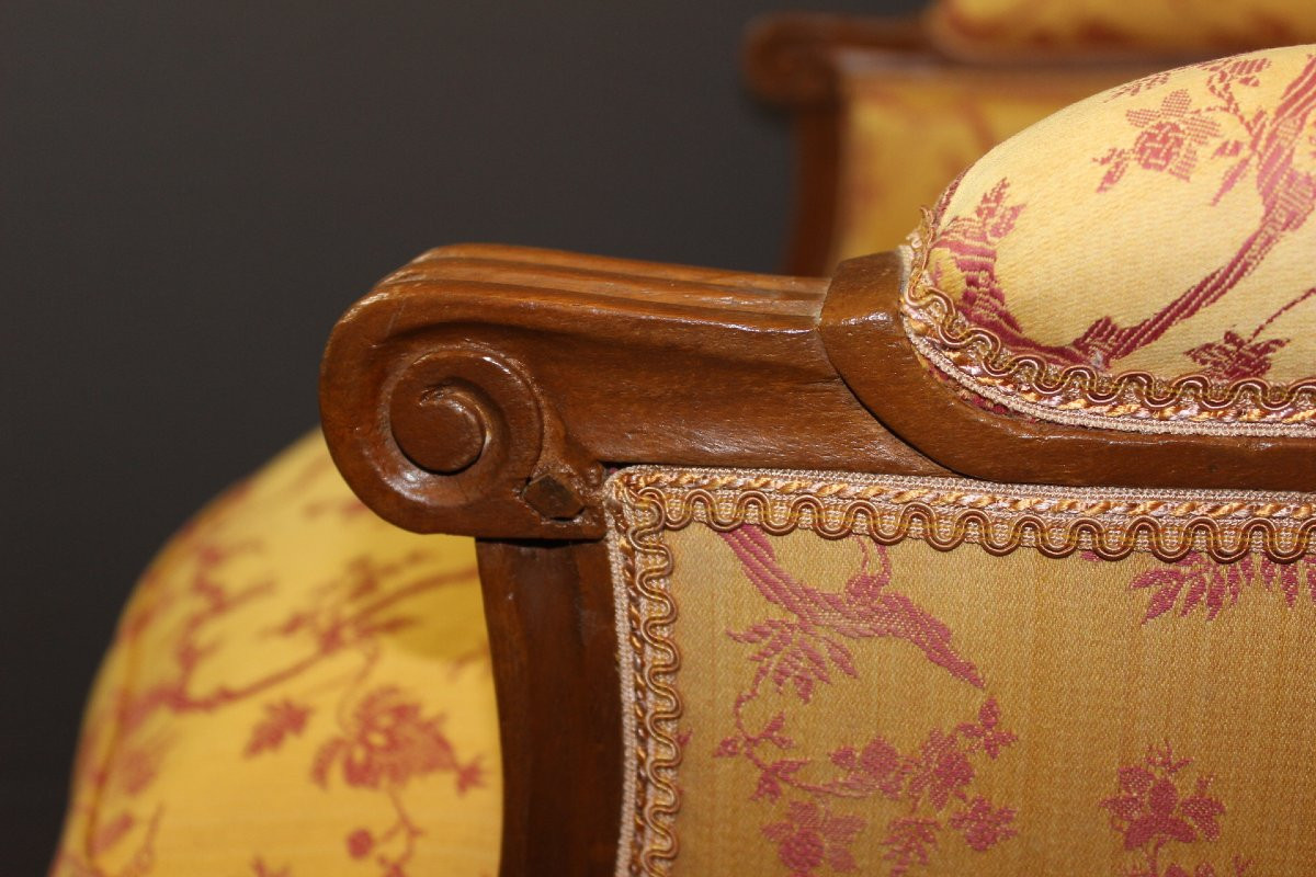 Pair Of Louis XVI Bergère Armchairs In Late 18th-century Walnut-photo-2