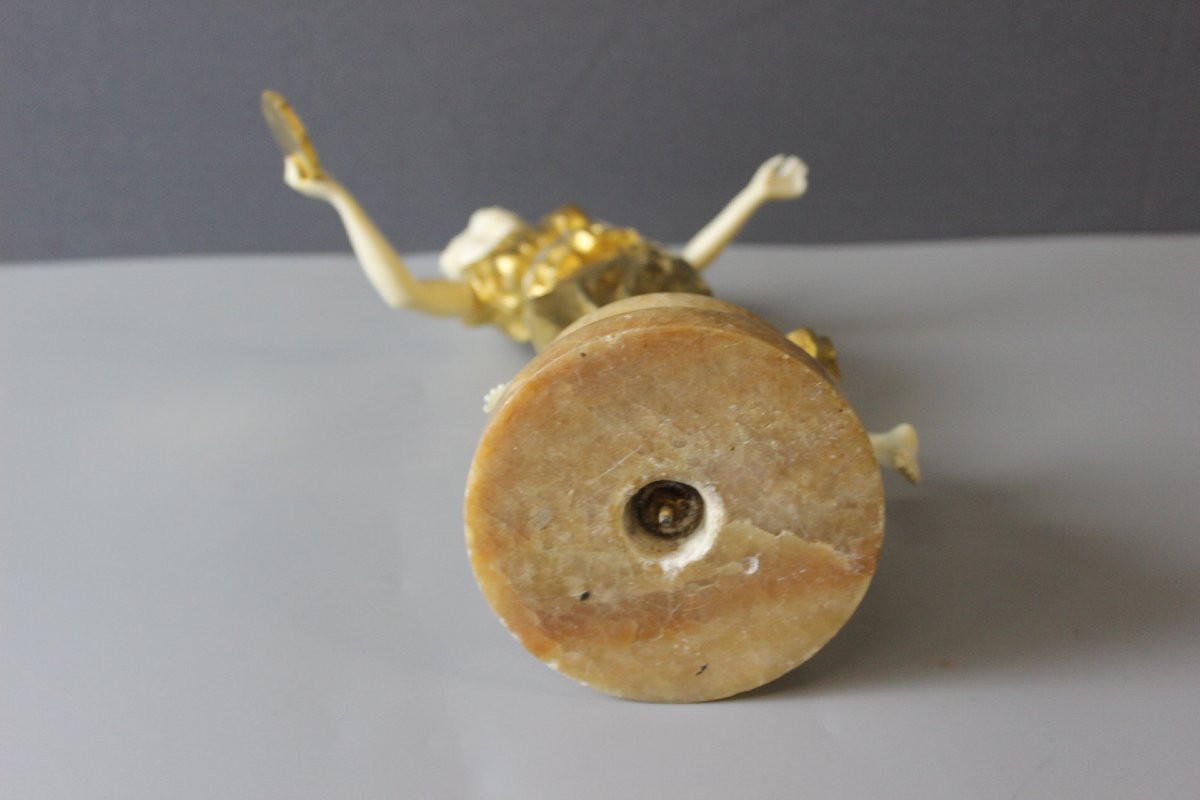 Chryselephantine Sculpture Of A Woman With A Tambourine By Affortunato Gori -photo-5