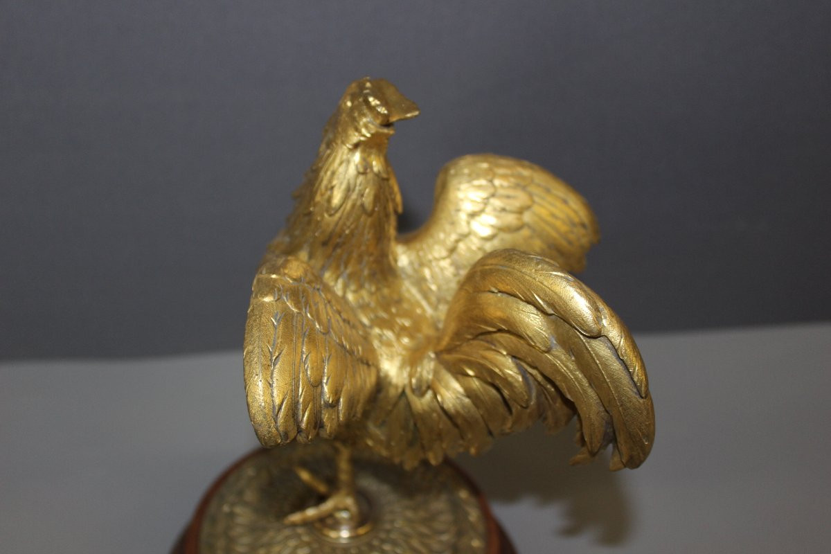 Sculpture Representing A Rooster In Gilded Bronze, Late 19th Century-photo-5