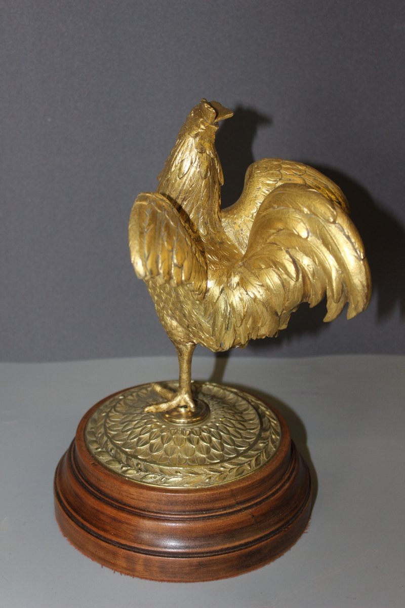 Sculpture Representing A Rooster In Gilded Bronze, Late 19th Century-photo-6