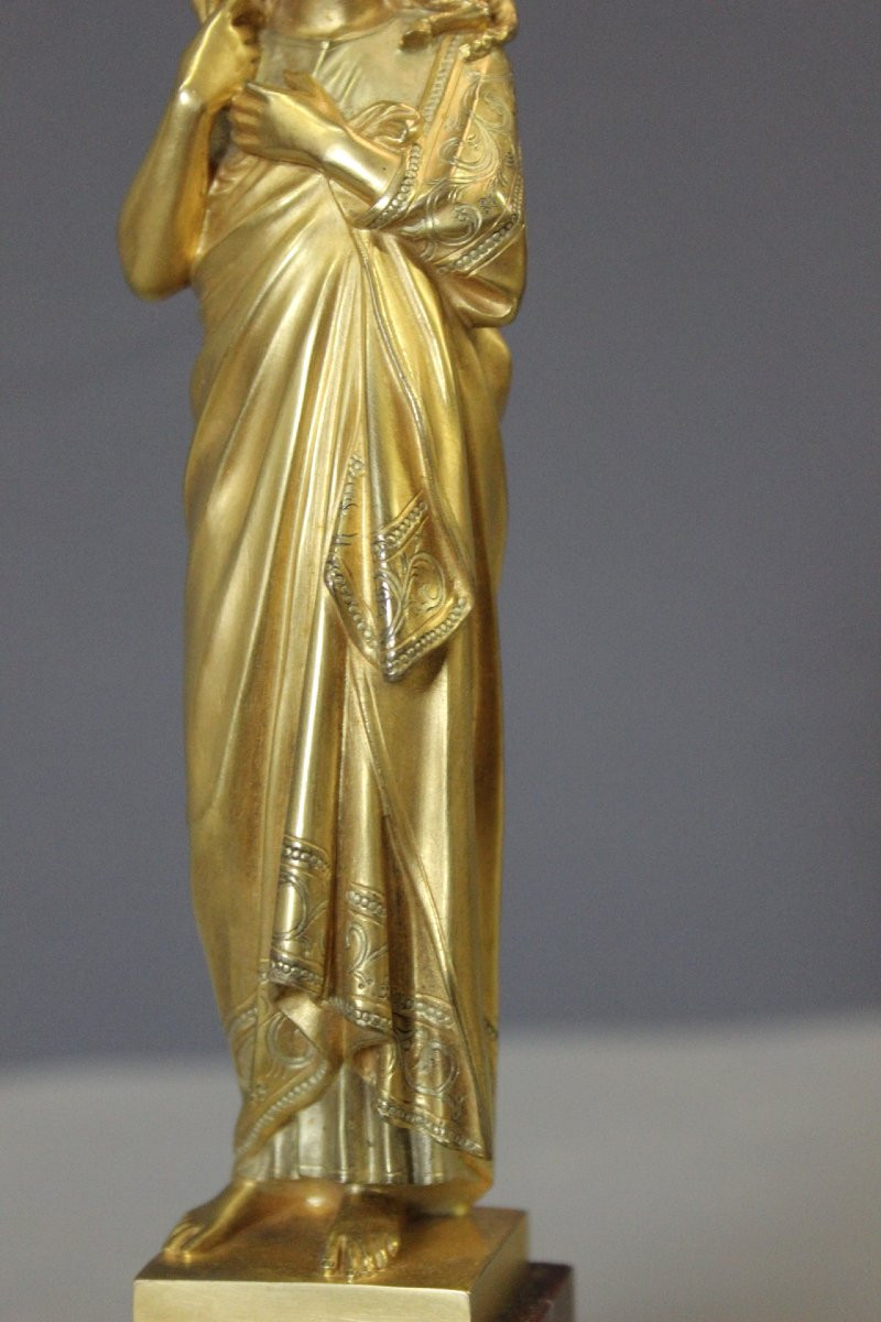 Sculpture du Christ Bon Pasteur en Bronze Doré vers 1900-photo-6