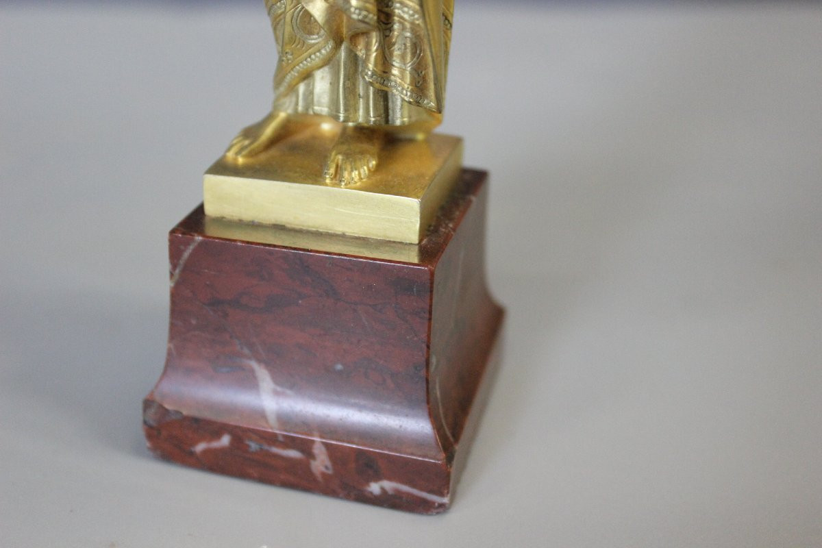 Sculpture du Christ Bon Pasteur en Bronze Doré vers 1900-photo-7