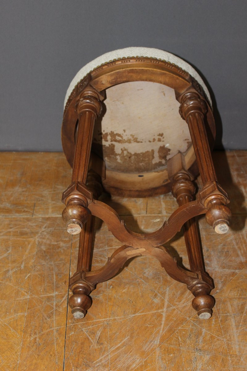 Tabouret de Style Louis XVI en Noyer vers 1900-photo-1