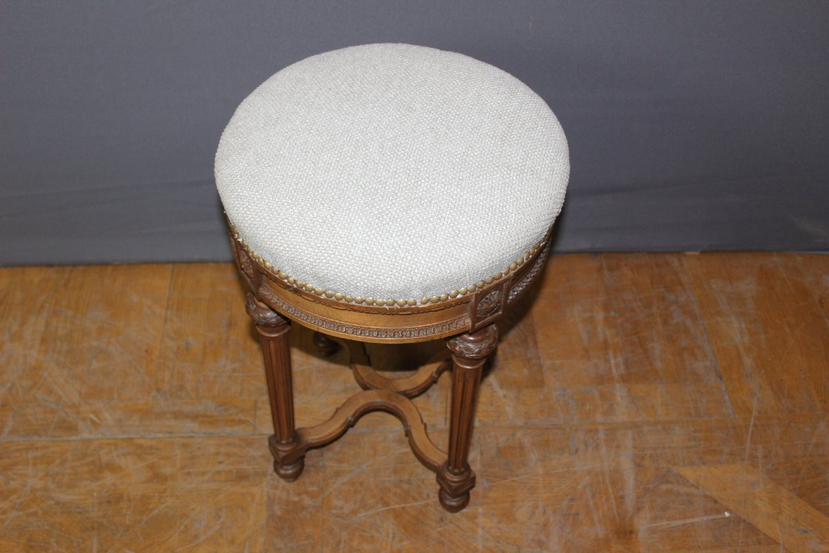 Tabouret de Style Louis XVI en Noyer vers 1900-photo-4