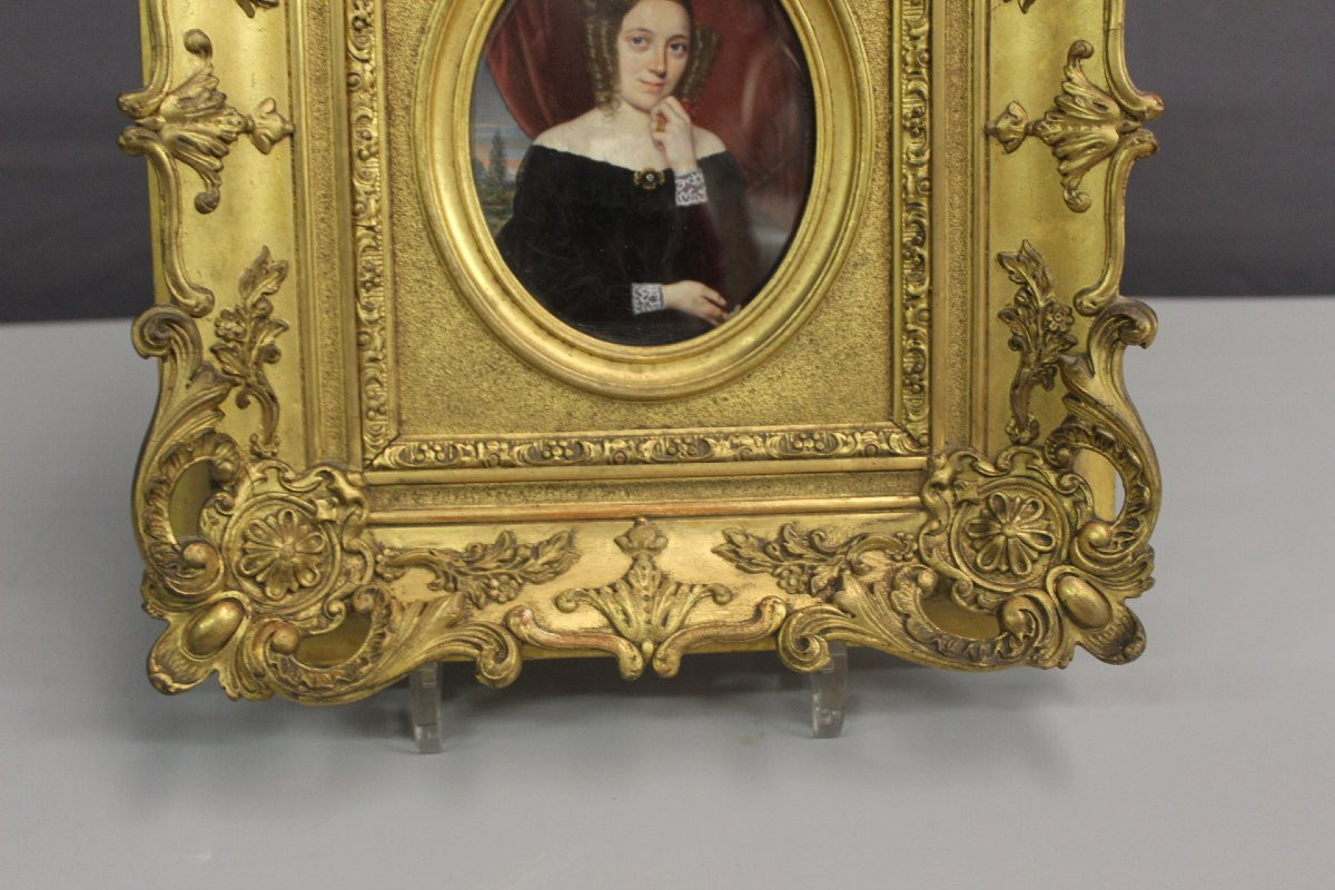 Miniature Depicting A Young Woman, Late 19th Century-photo-3