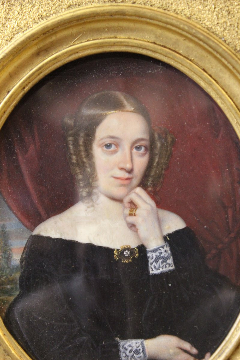Miniature Depicting A Young Woman, Late 19th Century-photo-4