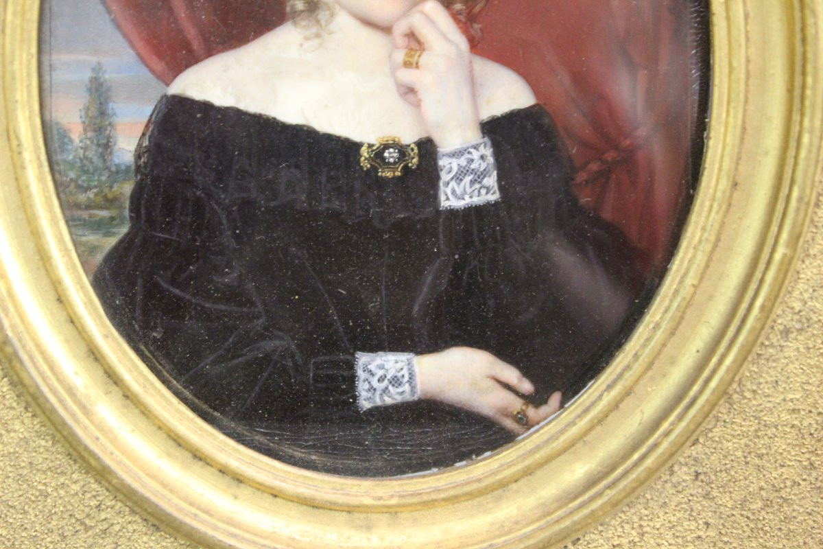 Miniature Depicting A Young Woman, Late 19th Century-photo-2