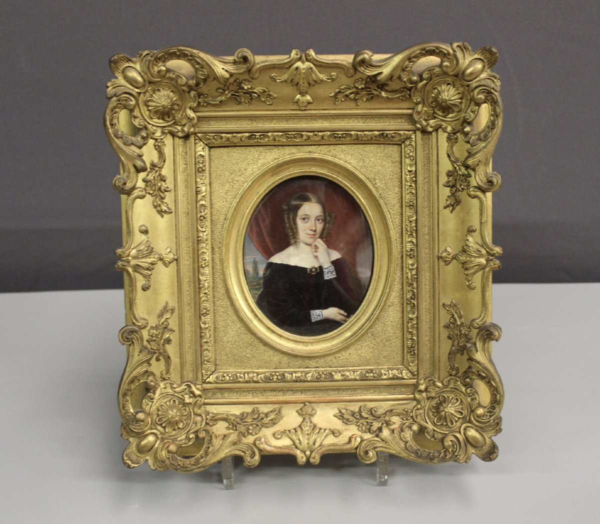 Miniature Depicting A Young Woman, Late 19th Century-photo-6