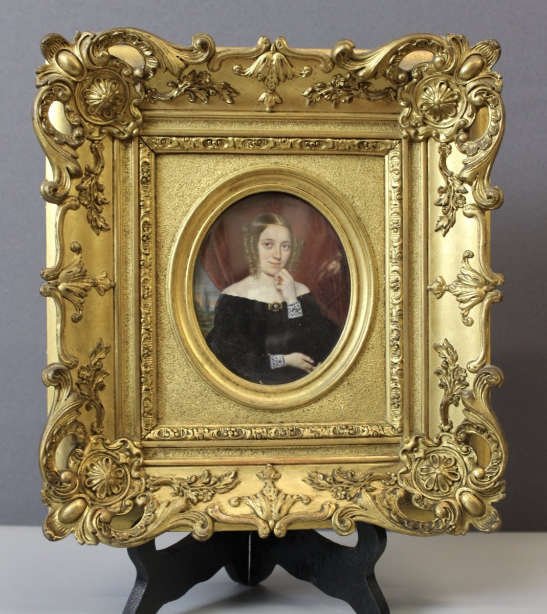 Miniature Depicting A Young Woman, Late 19th Century-photo-7